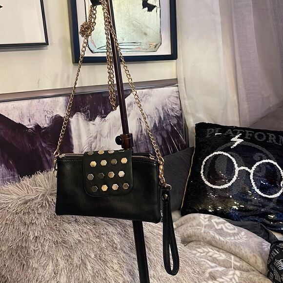 Olivia miller leather & stud wallet on chain/wristlet micro purse bag pocketbook - Picture 1 of 5